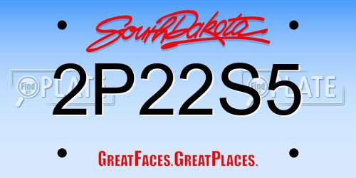 2P22S5 South Dakota License Plate