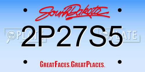 2P27S5 South Dakota License Plate