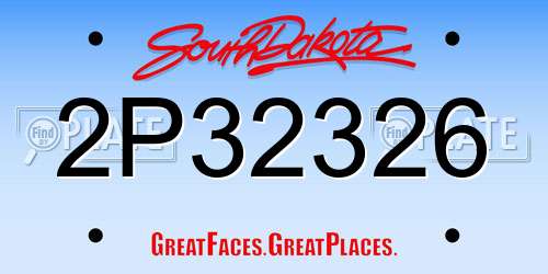 2P32326 South Dakota License Plate