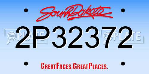 2P32372 South Dakota License Plate