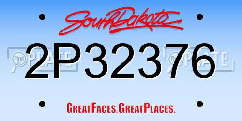 2P32376 South Dakota License Plate