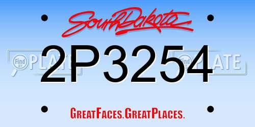 2P3254 South Dakota License Plate
