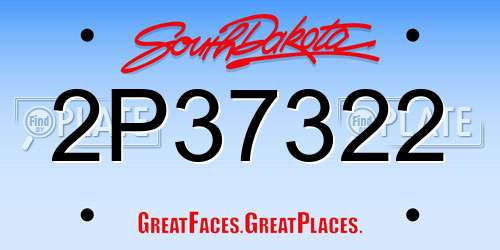 2P37322 South Dakota License Plate