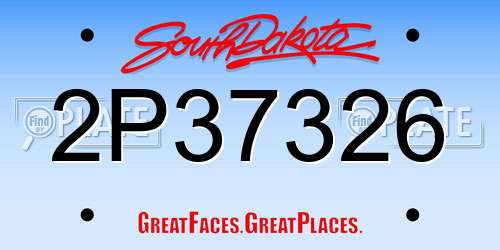 2P37326 South Dakota License Plate