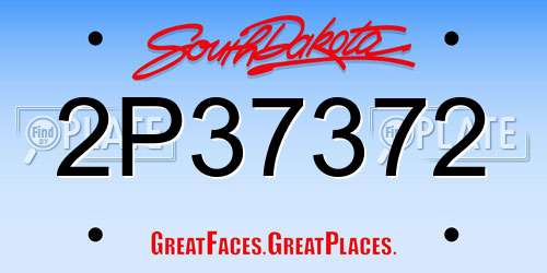 2P37372 South Dakota License Plate