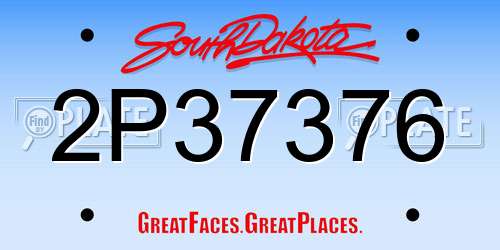 2P37376 South Dakota License Plate