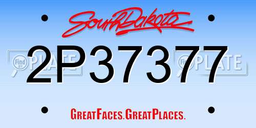 2P37377 South Dakota License Plate