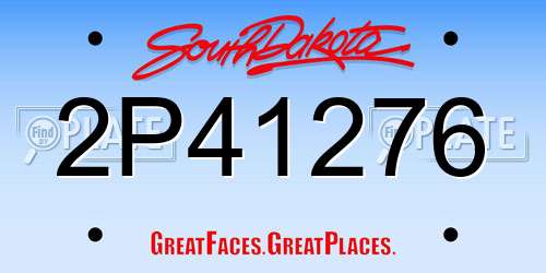 2P41276 South Dakota License Plate