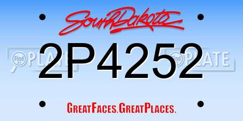 2P4252 South Dakota License Plate