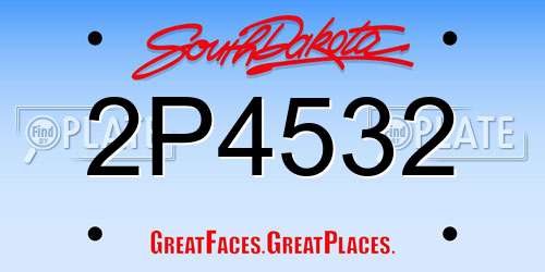 2P4532 South Dakota License Plate