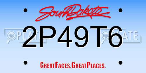 2P49T6 South Dakota License Plate