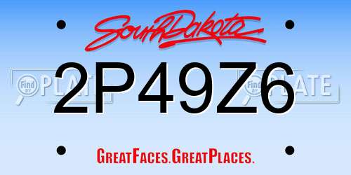 2P49Z6 South Dakota License Plate