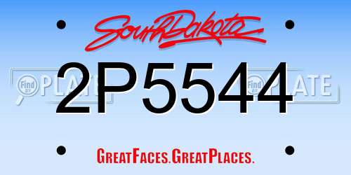 2P5544 South Dakota License Plate