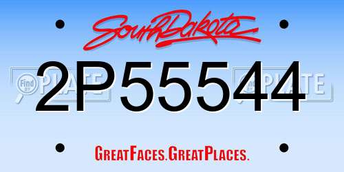 2P55544 South Dakota License Plate