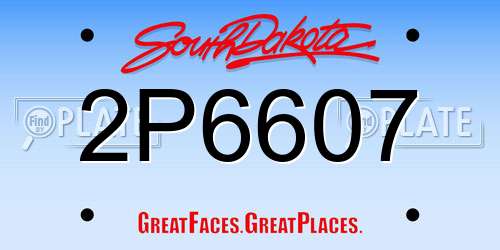 2P6607 South Dakota License Plate