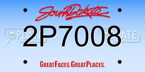 2P7008 South Dakota License Plate