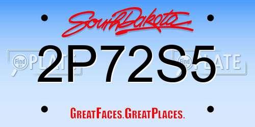 2P72S5 South Dakota License Plate