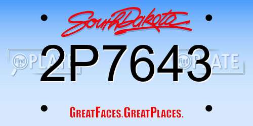 2P7643 South Dakota License Plate