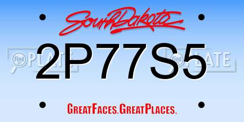 2P77S5 South Dakota License Plate