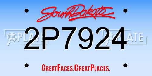 2P7924 South Dakota License Plate
