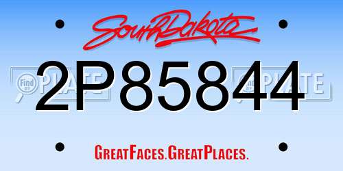 2P85844 South Dakota License Plate