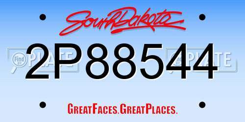 2P88544 South Dakota License Plate