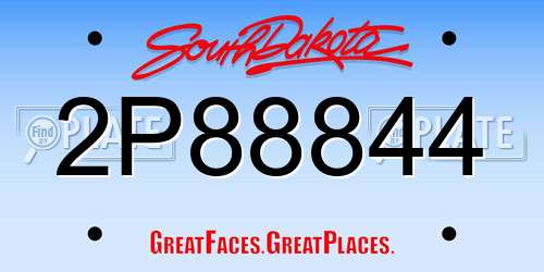2P88844 South Dakota License Plate