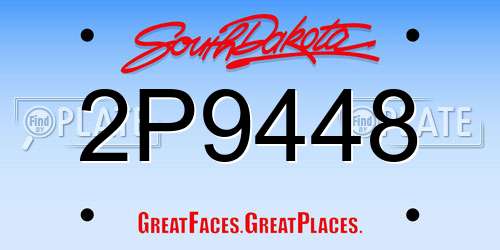 2P9448 South Dakota License Plate