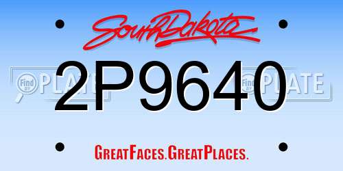 2P9640 South Dakota License Plate