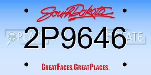 2P9646 South Dakota License Plate