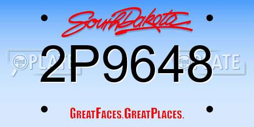 2P9648 South Dakota License Plate