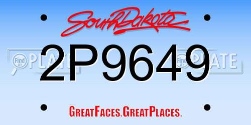 2P9649 South Dakota License Plate
