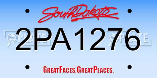 2PA1276 South Dakota License Plate