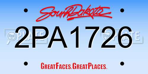 2PA1726 South Dakota License Plate