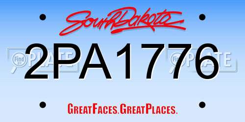 2PA1776 South Dakota License Plate