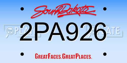 2PA926 South Dakota License Plate