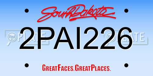 2PAI226 South Dakota License Plate