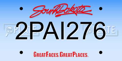2PAI276 South Dakota License Plate