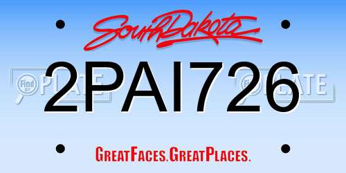 2PAI726 South Dakota License Plate