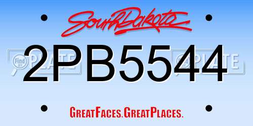 2PB5544 South Dakota License Plate