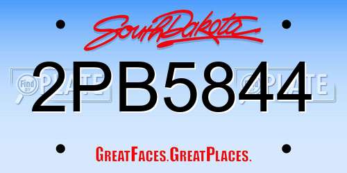 2PB5844 South Dakota License Plate