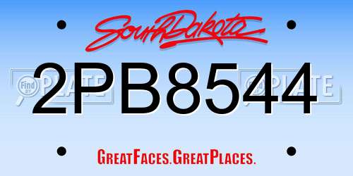 2PB8544 South Dakota License Plate