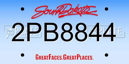 2PB8844 South Dakota License Plate