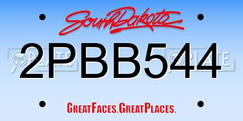 2PBB544 South Dakota License Plate