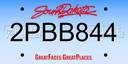2PBB844 South Dakota License Plate