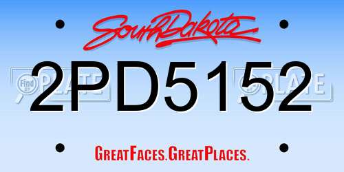 2PD5152 South Dakota License Plate