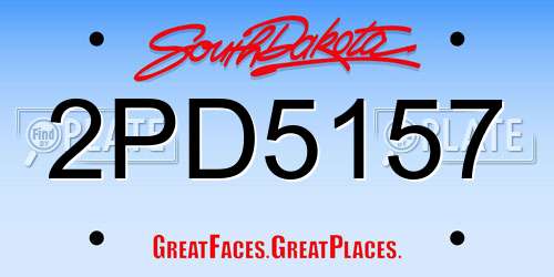 2PD5157 South Dakota License Plate
