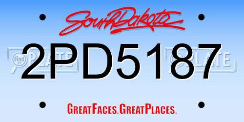 2PD5187 South Dakota License Plate