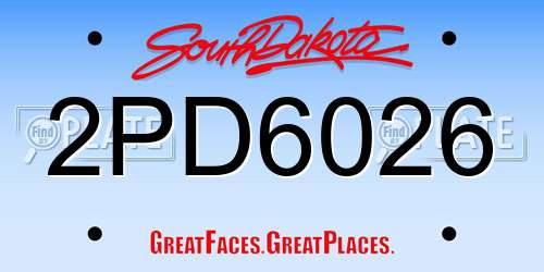 2PD6026 South Dakota License Plate