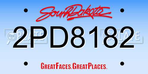 2PD8182 South Dakota License Plate